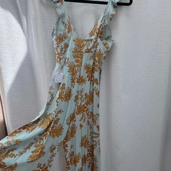 NWT FREE PEOPLE BE THE ONE JUMPSUIT 0 XS BLUE GOLD - Picture 4 of 6